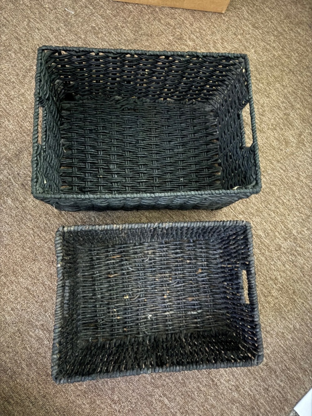 Black wicker baskets set of two